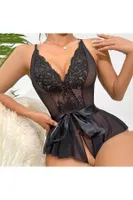 Açık Detaylı Kuşaklı Siyah Fantazi Gecelik Bella Notte 15037 Siyah görsel 4