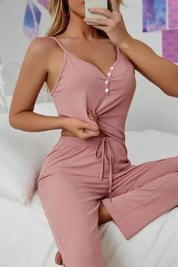 İnce Askılı Düğmeli Kadın 2Li Takım Bella Notte 7012 - Alternatif Görünüm