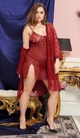 Bordo Sabahlıklı Büyük Beden 3lü Fantezi Takım Real Passione 9003 Bordo