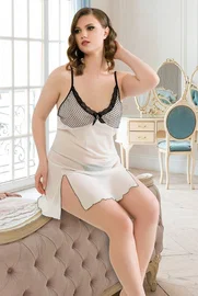 Real Passione Büyük Beden Fantazi Kısa Beyaz Gecelik Real Passion 5316