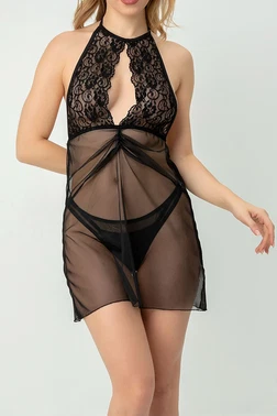 Phevos Dantel Göğüs Dekolteli Gecelik Takım Phevos 012-010059