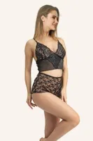 Dantelli Fantezi Şortlu Bralet Takım DoReMi 002-001287 Siyah