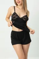 Dantelli Fantezi Şortlu Bralet Takım DoReMi 002-001289 Siyah