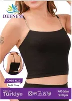 İnce Askılı Taşlı Pedli Crop Defnem 8125