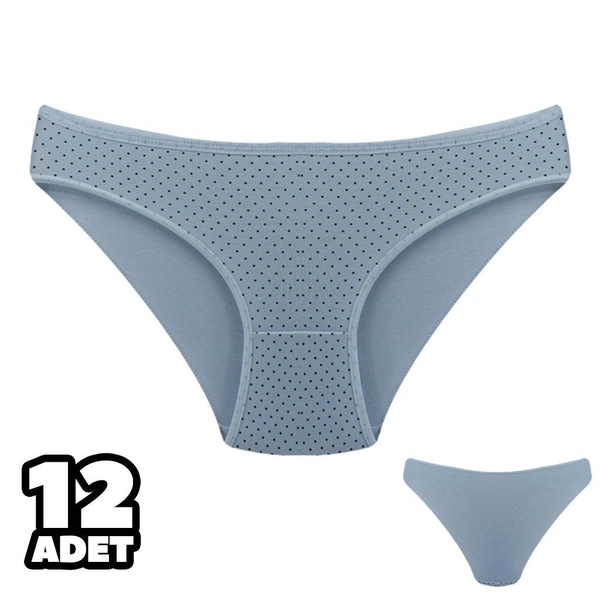 Puantiye Desenli Kadın Bikini Külot 12Li Dondeza 101-132