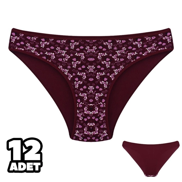 Önü Desenli Kadın Bikini Külot 12'Li Dondeza 101-134