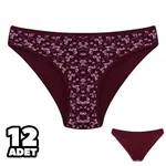 Önü Desenli Kadın Bikini Külot 12'Li Dondeza 101-134 Bordo