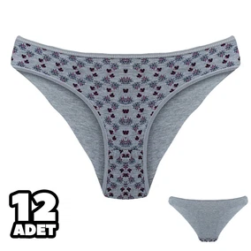 Dondeza Arkası Düz Önü Desenli Kadın Bikini Külot 12Li Dondeza 101-141