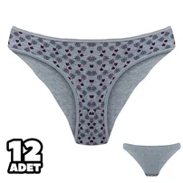 Dondeza Arkası Düz Önü Desenli Kadın Bikini Külot 12Li Dondeza 101-141