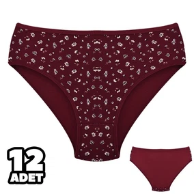 Dondeza Bordo Desenli Yüksek Bel Kadın Külot 12Li Dondeza 201-136