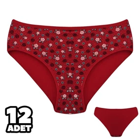 Dondeza 12Li Desenli Kırmızı Kadın Külot Dondeza 201-142