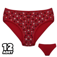 Dondeza 12Li Desenli Kırmızı Kadın Külot Dondeza 201-142