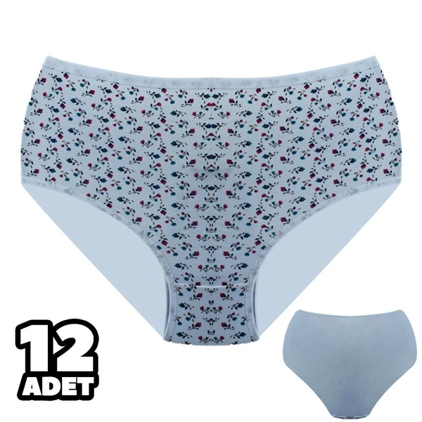 Çiçek Desenli Bayan Battal Bato Külot 12Li Dondeza 601-17