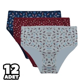 Dondeza Yüksel Bel Desenli Bayan Bato Külot 12'li Dondeza 615