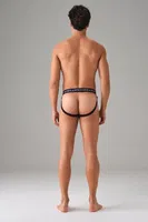 Doreanse Erkek Fantezi Jockstrap String 1004 Ekru Lacivert detay görünüm