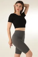Dikişsiz Kısa Spor Crop DoReMi 002-000107 Siyah görsel 5