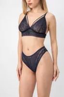 DoReMi Dolgusuz Hazel Dantel Bralet Takım 002-001603 Lacivert detay görünüm
