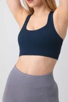 DoReMi Seamless Ripli Pedli Spor Sütyen 002-000166 Lacivert detay görünüm