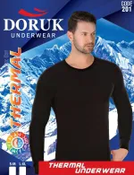 Uzun Kollu Yuvarlak Yaka Erkek Termal Fanila Doruk 201 Siyah