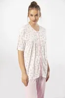 Kısa Kollu Empirme Battal Beden Düğmeli Kadın Pijama Takımı Türen 3370 Pembe görsel 4