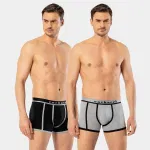 Likralı 2Li Biyeli Erkek Boxer Cacharel 1322/Siyah-Gri Siyah & Gri