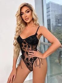 For Dreams Arkası Transparan Yanları İp Bağlamalı Fantazi Body For Dreams 8423