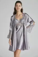 Gelin Çeyiz Seti Güpürlü 6Lı Saten Takım Pierre Cardin 6625 Mor görsel 26