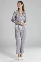 Gelin Çeyiz Seti Güpürlü 6Lı Saten Takım Pierre Cardin 6625 Mor görsel 29
