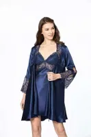 Gelin Çeyiz Seti Güpürlü 6Lı Saten Takım Pierre Cardin 6625 Lacivert görsel 32