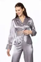 Güpürlü 6Lı Saten Gelin Çeyiz Seti Pierre Cardin 6040 Mor görsel 14