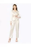 Güpürlü 6Lı Saten Gelin Çeyiz Seti Pierre Cardin 6040 Krem görsel 6