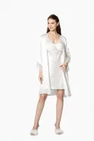 Güpürlü 6Lı Saten Gelin Çeyiz Seti Pierre Cardin 6040 Ekru