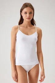 Pierre Cardin Kadın Siyah Ince Askılı Dantelli Pamuklu Atlet Pierre Cardin 1024