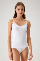 Kadın Siyah Ince Askılı Dantelli Pamuklu Atlet Pierre Cardin 1024 Beyaz