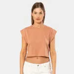 Crop Kadın Vatka Görünümlü T-shirt Türen 3402 Somon