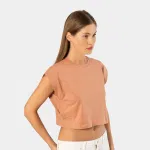 Crop Kadın Vatka Görünümlü T-shirt Türen 3402 Somon farklı açı