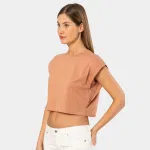 Crop Kadın Vatka Görünümlü T-shirt Türen 3402 Somon görsel 4
