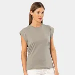 Kısa Kollu Bisiklet Yaka Vatka Görünümlü T-shirt Türen 3401/Gri Gri