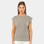 Kısa Kollu Bisiklet Yaka Vatka Görünümlü T-shirt Türen 3401/Gri Gri detay görünüm