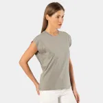 Kısa Kollu Bisiklet Yaka Vatka Görünümlü T-shirt Türen 3401/Gri Gri farklı açı