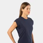 Bisiklet Yaka Vatka Görünümlü Lacivert Kadın T-shirt Türen 3401 Lacivert görsel 4
