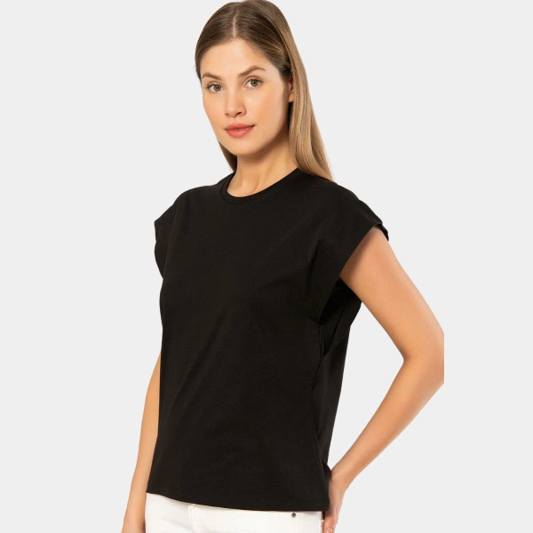 Kısa Kollu Vatka Görünümlü Kadın T-shirt Türen 3401