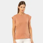Bisiklet Yaka Kadın Vatka Görünümlü T-shirt Türen 3401 Somon