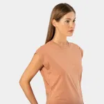 Bisiklet Yaka Kadın Vatka Görünümlü T-shirt Türen 3401 Somon detay görünüm
