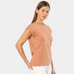 Bisiklet Yaka Kadın Vatka Görünümlü T-shirt Türen 3401 Somon farklı açı