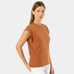 Vatka Görünümlü Kadın T-shirt Türen 3401 Tarçın görsel 4