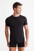 Kom Enzo Modal Bisiklet Yaka Erkek Tshirt Siyah detay görünüm