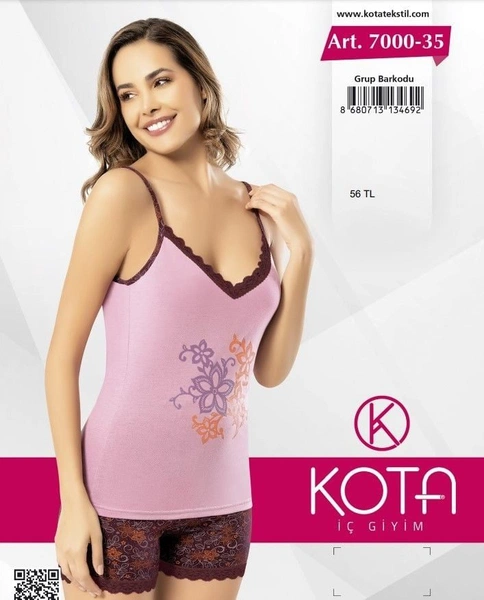 Çiçekli Şortlu Kadın Pijama Takım Kota 7000-35
