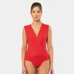 Kırmızı Kruvaze Yaka Çıtçıtlı Kolsuz Body Türen 3502 Kırmızı detay görünüm