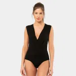 Kolsuz Kruvaze Yaka Çıtçıtlı Kadın Body Türen 3502 Siyah detay görünüm